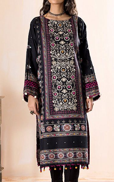 Ellena Black Khaddar Kurti | Pakistani Winter Dresses- Image 1