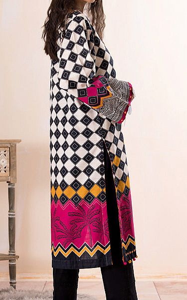 Ellena Ivory/Black Khaddar Kurti | Pakistani Winter Dresses- Image 2