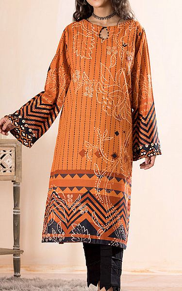 Ellena Rust Khaddar Kurti | Pakistani Winter Dresses- Image 1