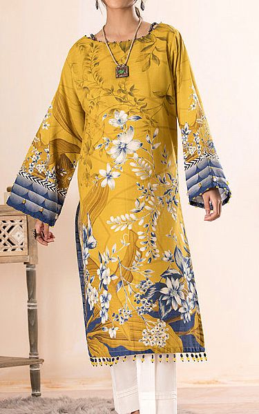Ellena Mustard Khaddar Kurti | Pakistani Winter Dresses- Image 1