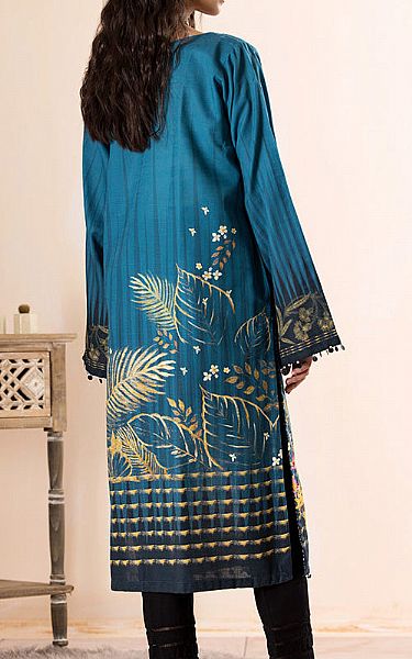 Ellena Teal Khaddar Kurti | Pakistani Winter Dresses- Image 2