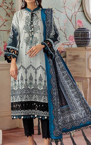 Ellena Light Grey Khaddar Suit | Pakistani Winter Dresses- Image 1