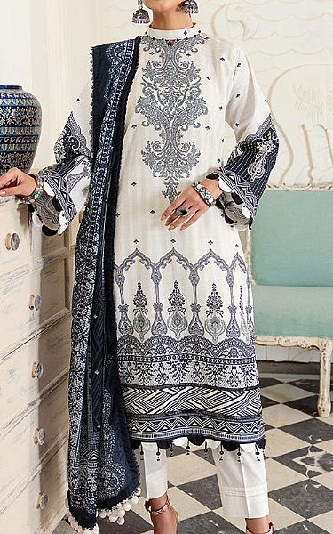 Ellena Off-white Khaddar Suit | Pakistani Winter Dresses- Image 1