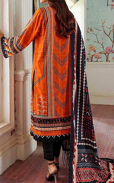 Ellena Orange Khaddar Suit | Pakistani Winter Dresses- Image 2