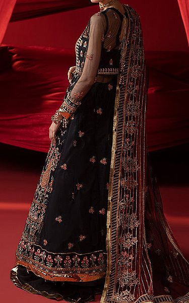 Ellena Black Net Suit | Pakistani Embroidered Chiffon Dresses- Image 2