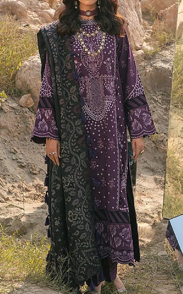 Ellena Purple Khaddar Suit | Pakistani Winter Dresses- Image 1