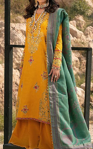 Ellena Orange Khaddar Suit | Pakistani Winter Dresses- Image 1