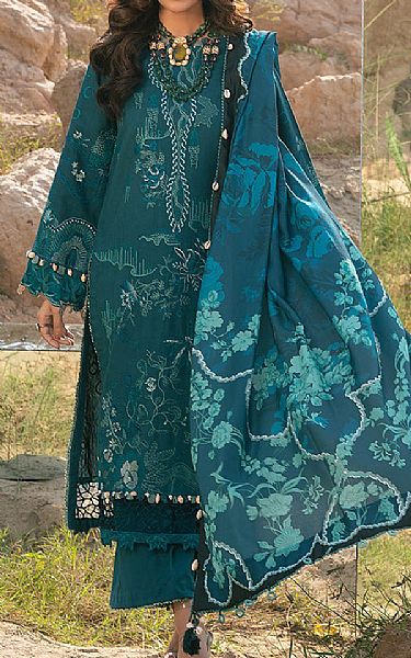 Ellena Teal Khaddar Suit | Pakistani Winter Dresses- Image 1