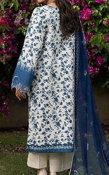 Ellena Off White/Denim Blue Lawn Suit | Pakistani Lawn Dress in USA- Image 2
