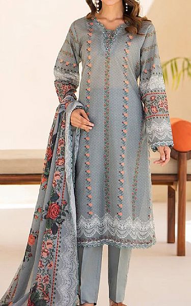 Ellena Grey Lawn Suit | Pakistani Lawn Dress in USA- Image 1