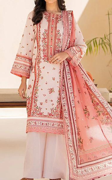 Ellena Off White/Sea Pink Lawn Suit | Pakistani Lawn Dress in USA- Image 1