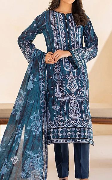 Ellena Teal Lawn Suit | Pakistani Lawn Dress in USA- Image 1