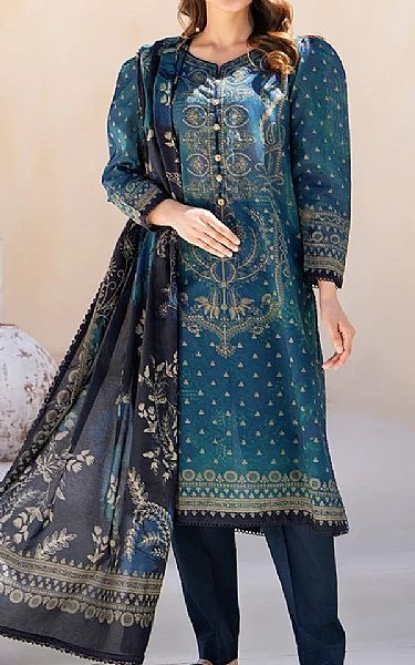 Ellena Teal Lawn Suit | Pakistani Lawn Dress in USA- Image 1