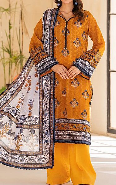Ellena Mustard Lawn Suit | Pakistani Lawn Dress in USA- Image 1