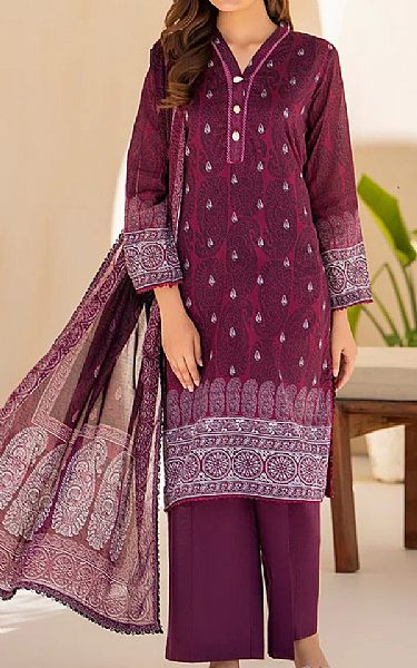 Ellena Wine Berry Lawn Suit | Pakistani Lawn Dress in USA- Image 1