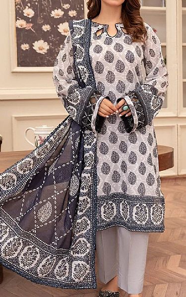 Ellena Grey/Black Lawn Suit | Pakistani Lawn Dress in USA- Image 1