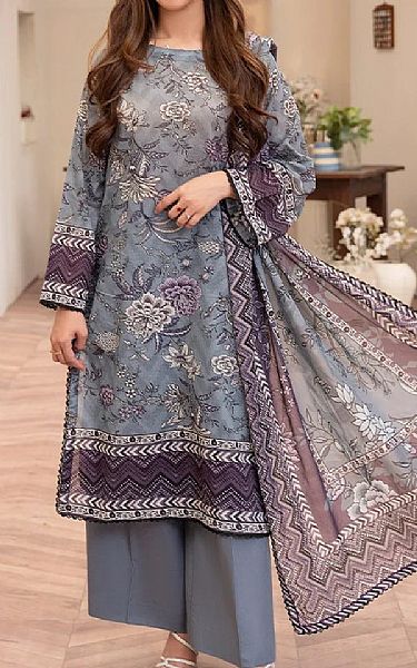 Ellena Grey Lawn Suit | Pakistani Lawn Dress in USA- Image 1