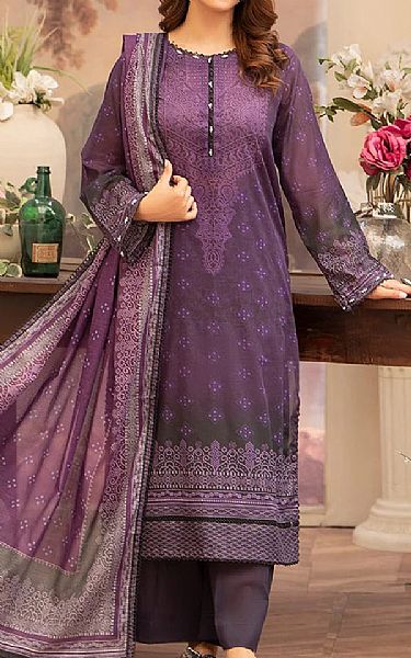 Ellena Faded Purple Lawn Suit | Pakistani Lawn Dress in USA- Image 1