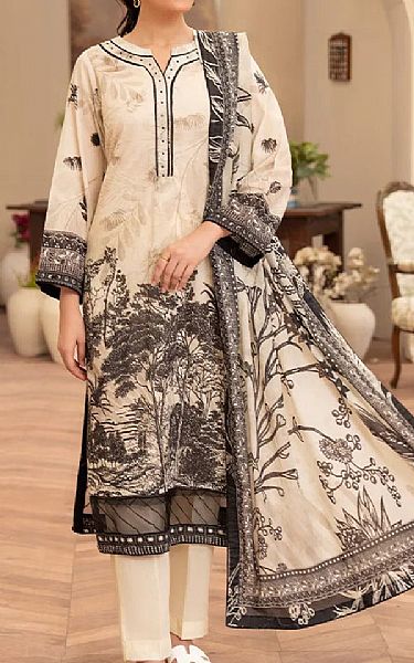 Ellena Ivory/Black Lawn Suit | Pakistani Lawn Dress in USA- Image 1