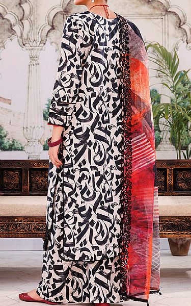 Ellena Black/Off White Lawn Suit | Pakistani Lawn Dress in USA- Image 2