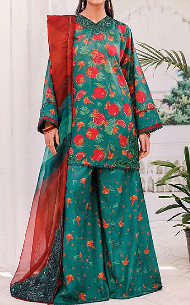 Ellena Pine Green Lawn Suit | Pakistani Lawn Dress in USA- Image 1