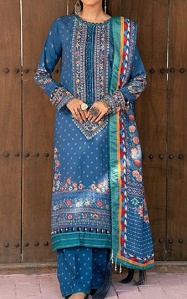Ellena Blue Jay Viscose Suit | Pakistani Winter Dresses- Image 1