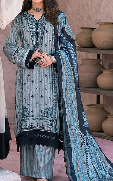Ellena Bluish Grey Viscose Suit | Pakistani Winter Dresses- Image 1
