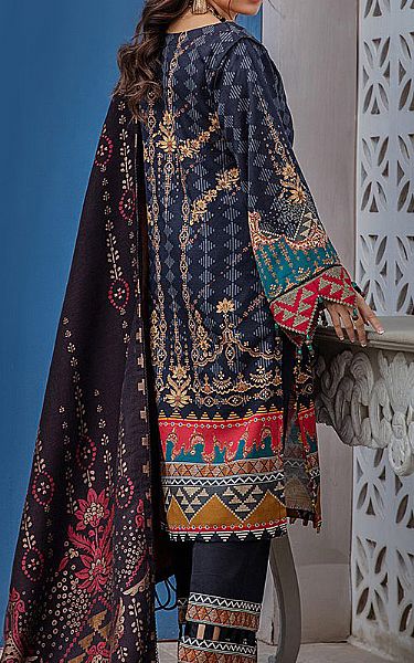 Ellena Navy Khaddar Suit | Pakistani Winter Dresses- Image 2