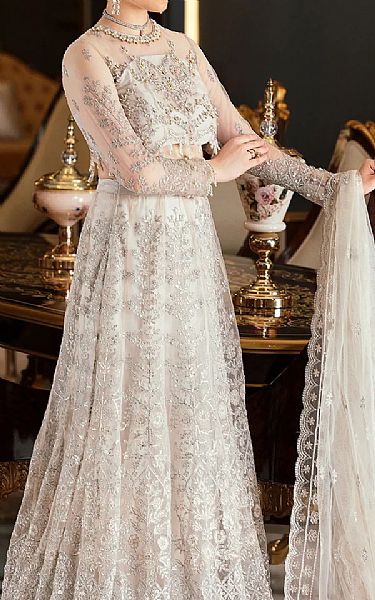 Emaan Adeel White Net Suit | Pakistani Wedding Dresses- Image 2
