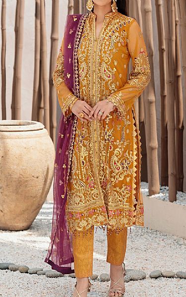 Emaan Adeel Orange Net Suit | Pakistani Dresses in USA- Image 1