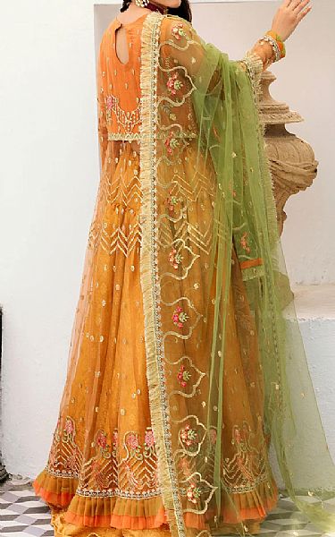 Emaan Adeel Orange Net Suit | Pakistani Wedding Dresses- Image 2