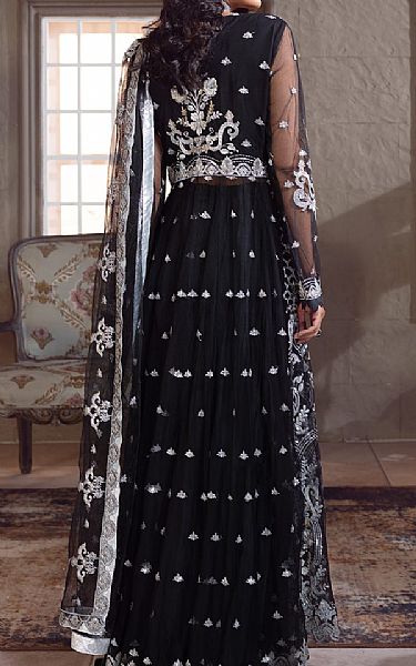 Emaan Adeel Black Net Suit | Pakistani Embroidered Chiffon Dresses- Image 2