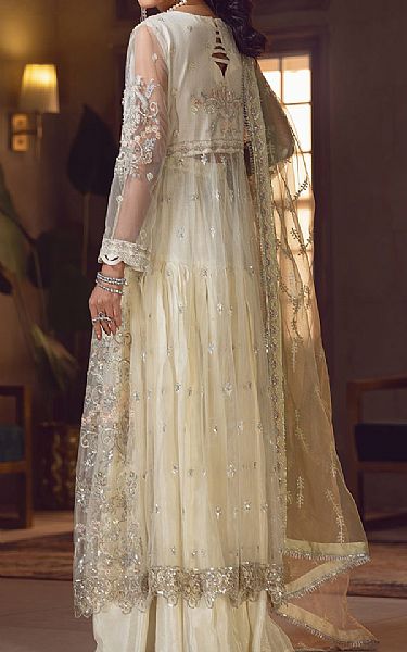 Emaan Adeel Off-white Net Suit | Pakistani Embroidered Chiffon Dresses- Image 2