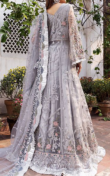 Emaan Adeel Light Grey Net Suit | Pakistani Dresses in USA- Image 2