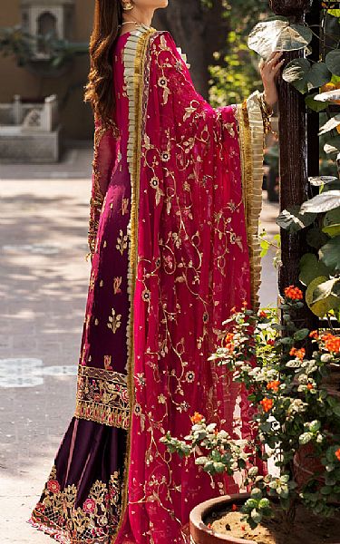 Emaan Adeel Magenta/Indigo Chiffon Suit | Pakistani Dresses in USA- Image 2