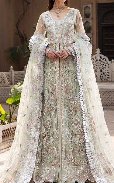 Emaan Adeel Pistachio Green Net Suit | Pakistani Dresses in USA- Image 1