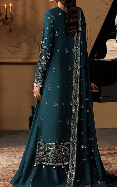 Emaan Adeel Teal Chiffon Suit | Pakistani Embroidered Chiffon Dresses USA- Image 2