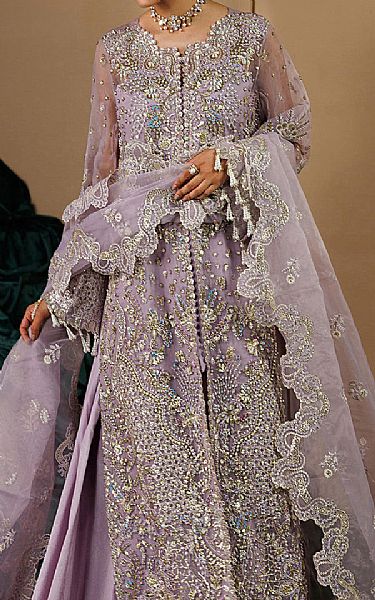 Emaan Adeel Lavender Organza Suit | Pakistani Embroidered Chiffon Dresses USA- Image 2