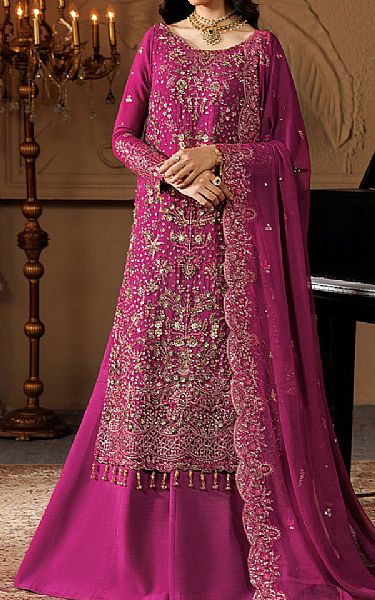 Emaan Adeel Hot Pink Chiffon Suit | Pakistani Embroidered Chiffon Dresses USA- Image 1