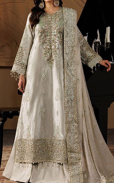 Emaan Adeel Ivory Mesoury Suit | Pakistani Embroidered Chiffon Dresses USA- Image 1