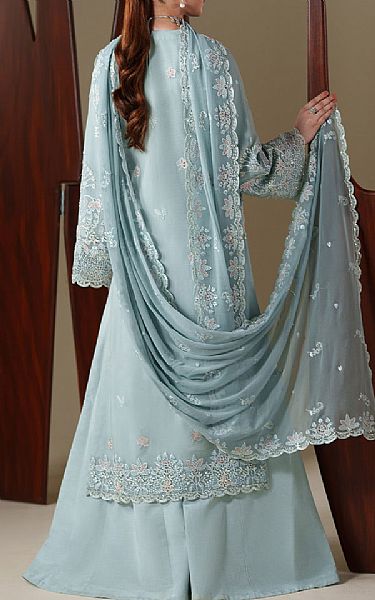 Emaan Adeel Turquoise Chiffon Suit | Pakistani Embroidered Chiffon Dresses USA- Image 2