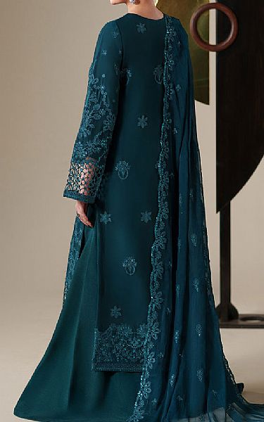 Emaan Adeel Teal Chiffon Suit | Pakistani Embroidered Chiffon Dresses USA- Image 2