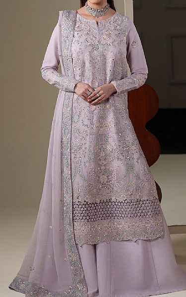 Emaan Adeel Lavender Chiffon Suit | Pakistani Embroidered Chiffon Dresses USA- Image 1