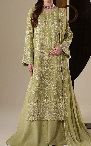 Emaan Adeel Pistachio Chiffon Suit | Pakistani Embroidered Chiffon Dresses USA- Image 1