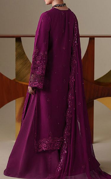 Emaan Adeel Egg Plant Chiffon Suit | Pakistani Embroidered Chiffon Dresses USA- Image 2