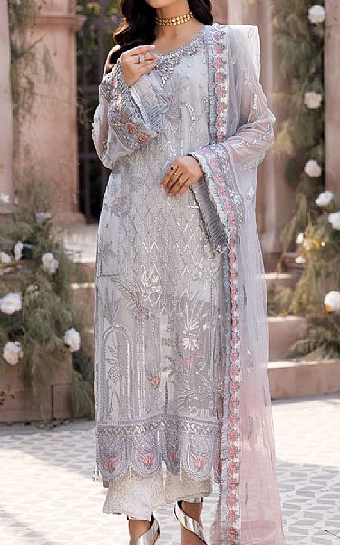 Emaan Adeel Light Grey Chiffon Suit | Pakistani Dresses in USA- Image 1