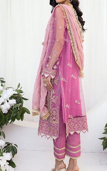 Emaan Adeel Shocking Pink Net Suit | Pakistani Embroidered Chiffon Dresses- Image 2