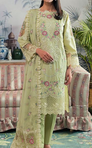 Emaan Adeel Sage Green Lawn Suit | Pakistani Lawn Suits- Image 1