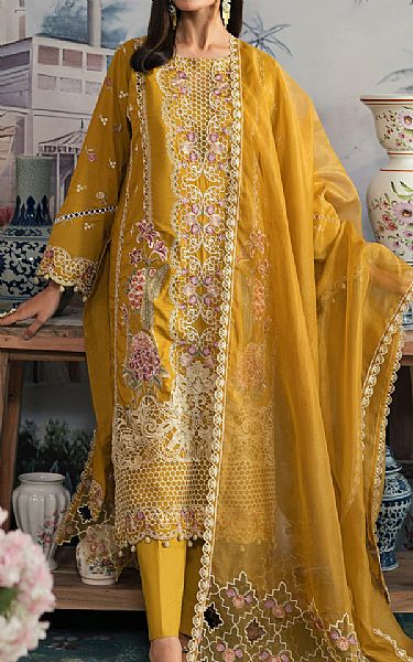 Emaan Adeel Mustard Lawn Suit | Pakistani Lawn Suits- Image 1