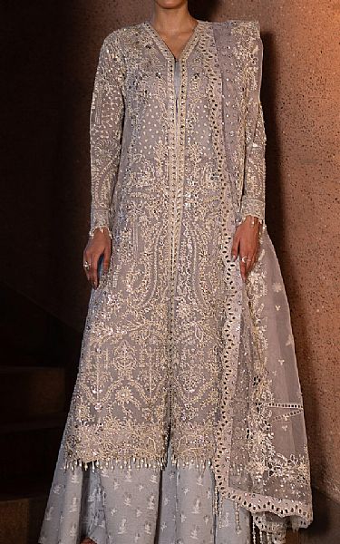 Emaan Adeel Lilac Organza Suit | Pakistani Embroidered Chiffon Dresses USA- Image 1